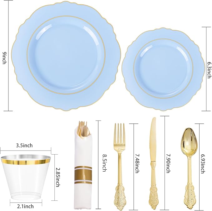 Liacere 350PCS Bule Plastic Plates - Image 7