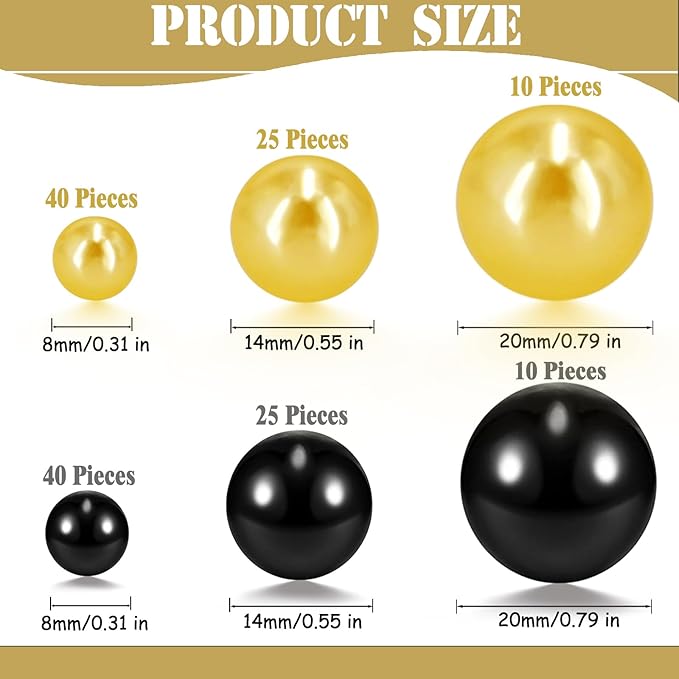 200 Pcs Vase Filler Beads Black and Gold Pearl Beads - Image 3