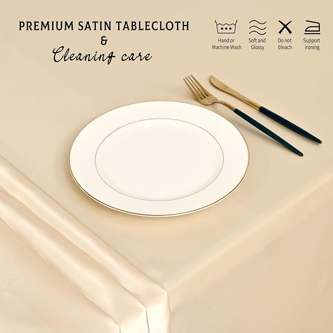 10 Packs Satin Tablecloth 57 x 108 Inch Champagne Rectangular Table Cloth Silk - Image 5