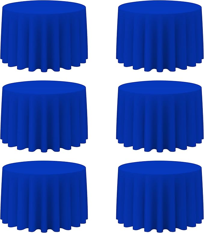 BRILLMAX 6 Pack Royal Blue Round Tablecloths 108 Inch by BRILLMAX