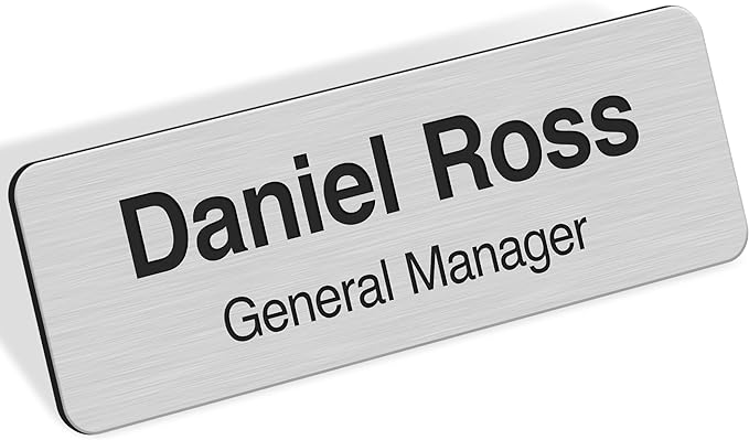 Name Tag, Magnetic Brushed Aluminum Name Tags, Personalized Name Tags, 1x3 by MySignCenter