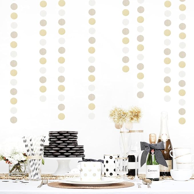 Champagne Gold White Party-Decorations Streamers - 52Ft Hanging Birthday Paper - Image 6