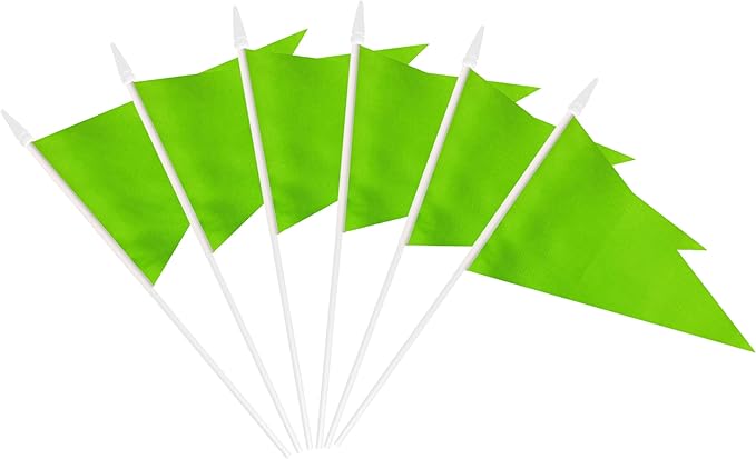 12 Pack Green Pennant Flags Small Mini Hand Held Solid Color Pennant On Sticks - Image 2