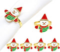 Snowman Napkin Rings Set of 6, Christmas Party Napkin Holder Buckles, by Unknown