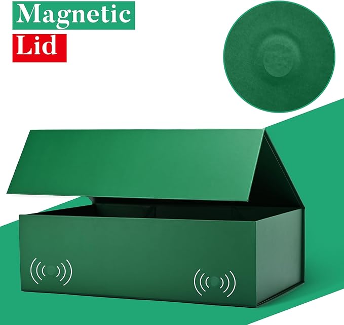 LIFELUM Green Gift Box for Presents 1 Pack 13.85 x 8.35 x 4.45 inch Big - Image 4