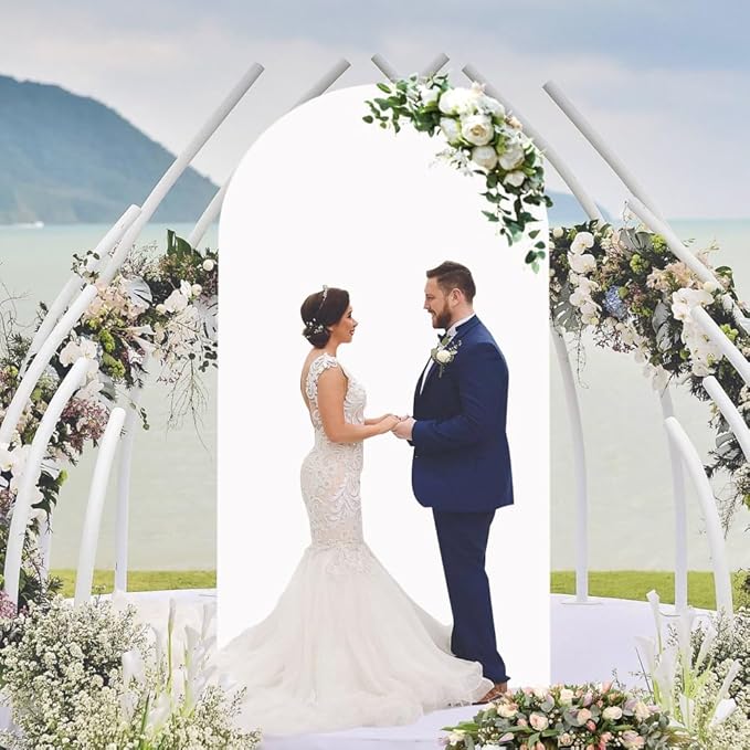 White Wedding Arch Cover Spandex Fitted Arch Covers Stretchy Backdrop 7.2ft - Image 6