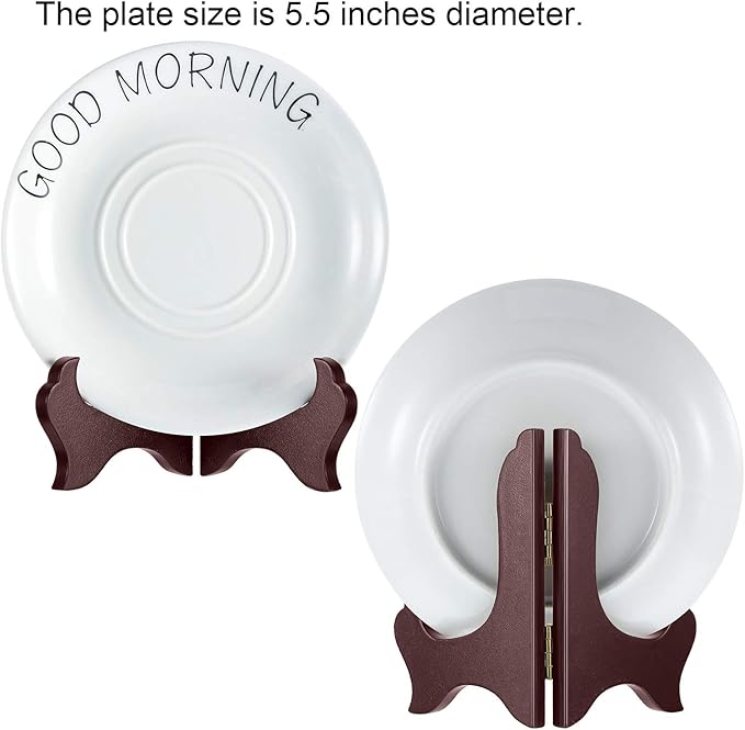 Tatuo 4 Packs Wooden Display Stand Decorative Plate Stands - Image 4