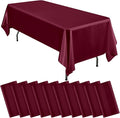 10 Packs Satin Tablecloth 57 x 108 Inch Burgundy Rectangular Table Cloth Silk by Lumaycens