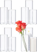 12 Pcs Thin Glass Cylinder Vases 2.5''/3.3'' Diameter 2mm Wall Thickness Clear by Didaey