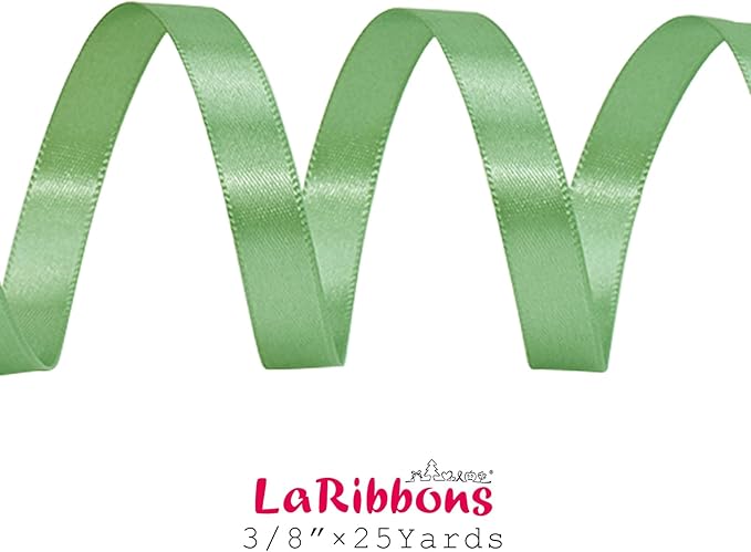 LaRibbons Sage Green Ribbon 3/8 Inch 25 Yards Luxury Double Faced Green Silk - Image 5
