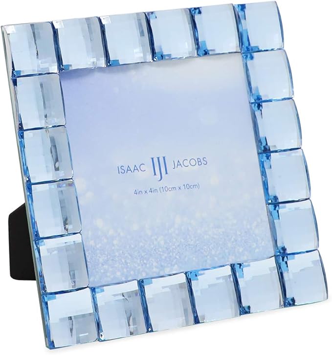 Isaac Jacobs Decorative Sparkling Light Blue Jewel Picture Frame, Photo Display - Image 2