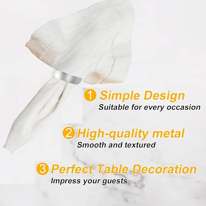 Silvery Napkin Rings-10 Pcs Stainless Steel Napkin Rings, Metal Napkin Ring - Image 4