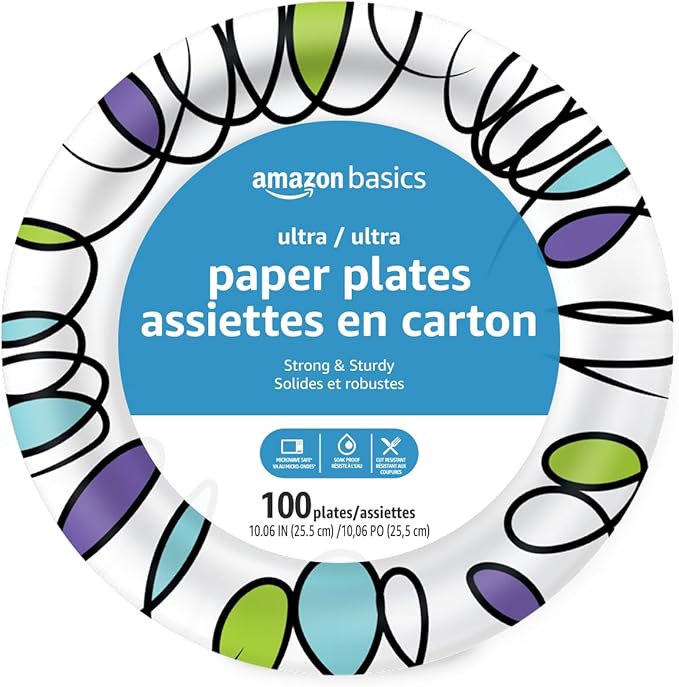 Amazon Basics Ultra Paper Plates, 10 Inch, Disposable by AmazonBasics