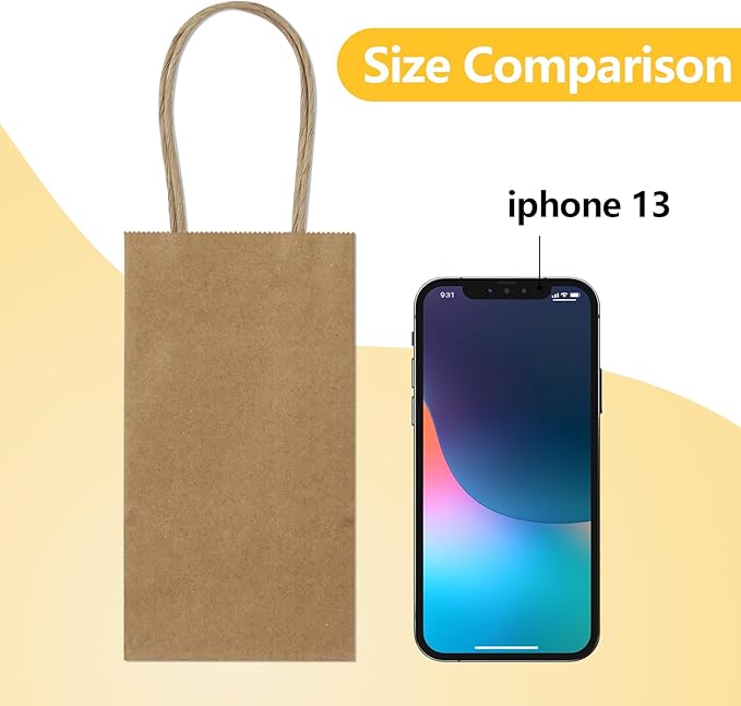 BagDream 50 Pack 3.5x2.4x6.7 Inches Small Kraft Paper Gift Bags - Image 3