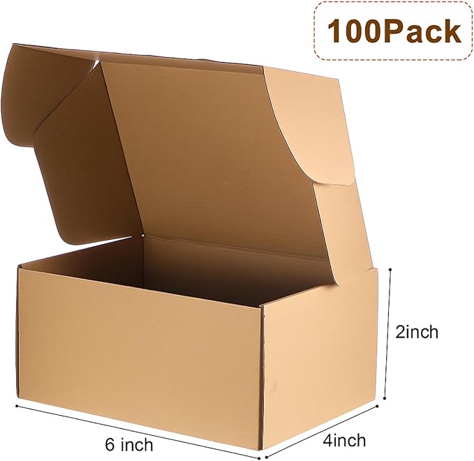 Qilery 100 Pcs Shipping Boxes Cardboard Gift Corrugated Cardboard Brown Boxes - Image 2