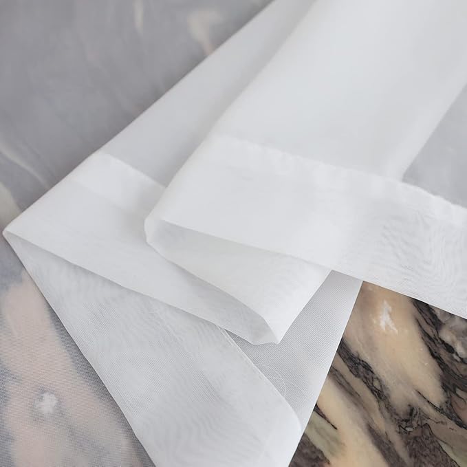 Window White Sheer Curtains 130 Inches Long 2 Panels Sheer Curtain Basic Rod - Image 4