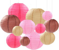 Pink Brown Paper Lanterns Decorative 12pcs Party Hanging Decorations by Capesaro