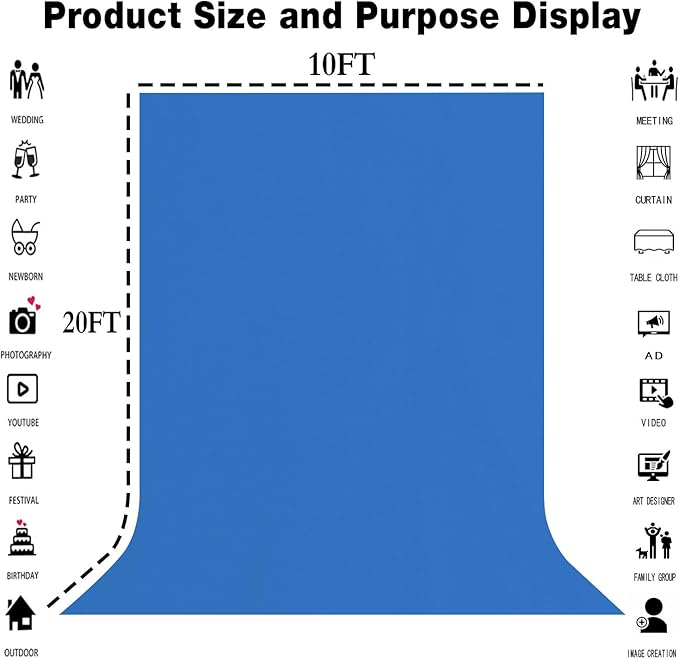 10x20FT Royal Blue Screen Backdrop - Image 3