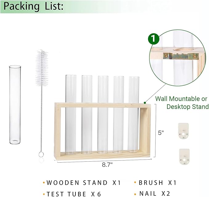 Ivolador Plant Propagation Station Terrariumin Wall Test Tube Vases Bud - Image 4