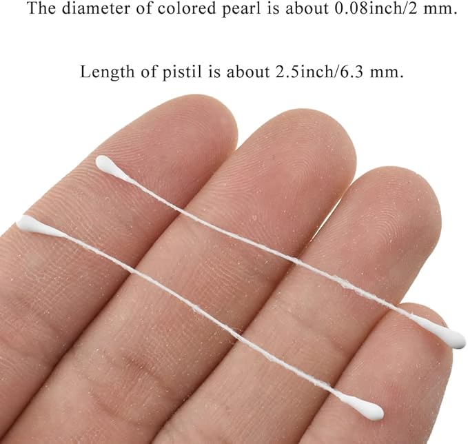 HAHIYO 700Pcs 2mm White Matte Double Heads Flower Stamen Pistil - Image 2