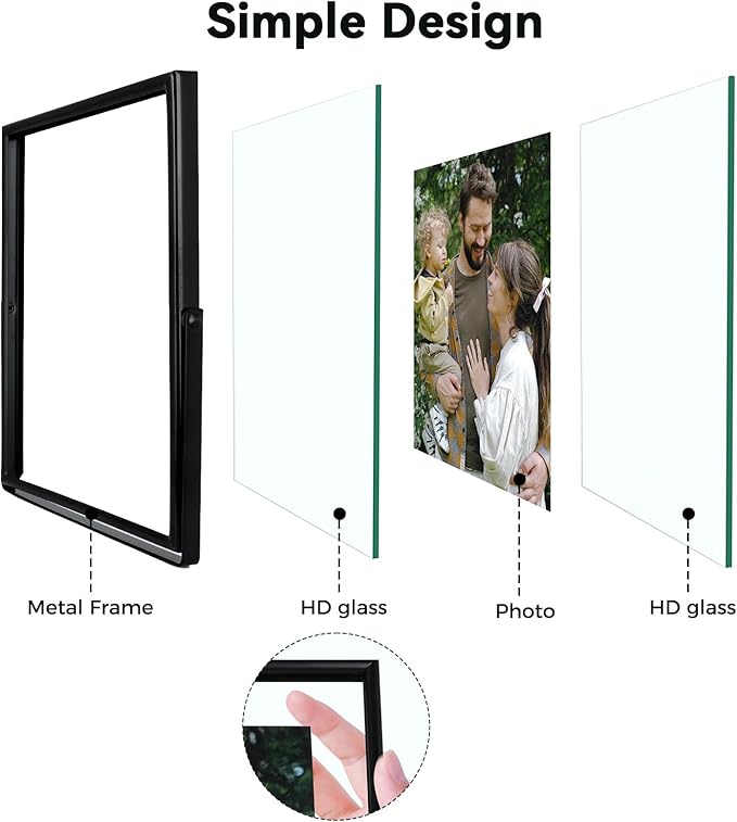 Black Floating Frame, For Picture 9x11, Tabletop Shelf Photo Frames, Classy - Image 5