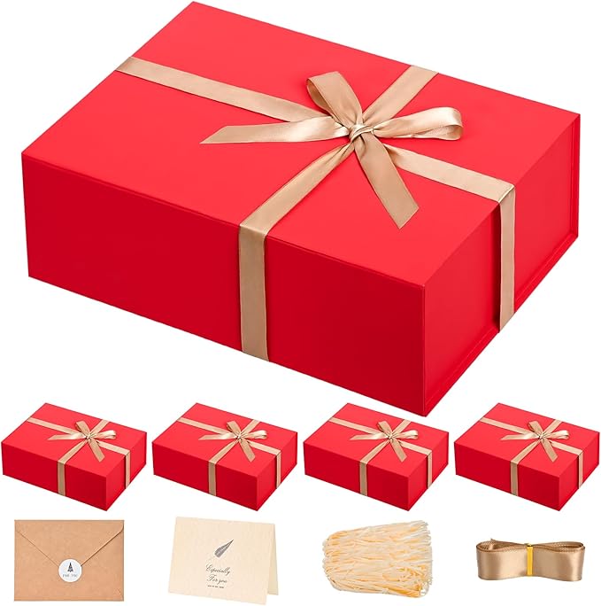 LIFELUM Christmas Gift Boxes 5 Pack 13.85 x 8.35 x 4.45 inch Christmas Gift by LIFELUM