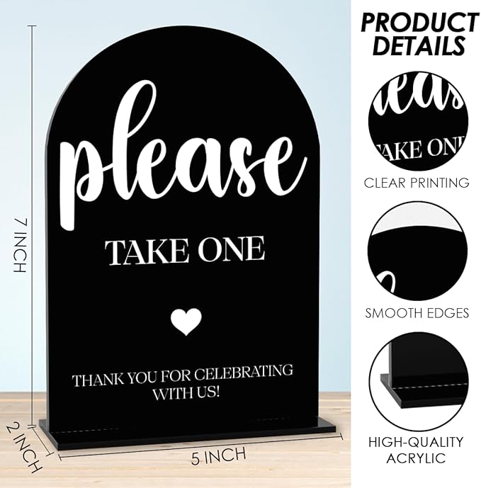 Black Please Take One Sign, Wedding Engagement Bridal Shower Baby Shower Decor - Image 2