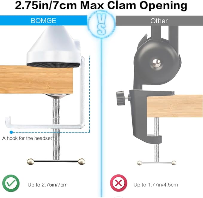 BOMGE Microphone Boom Arm Mic Stand Adjustable Clip Studio Suspension Scissor - Image 7