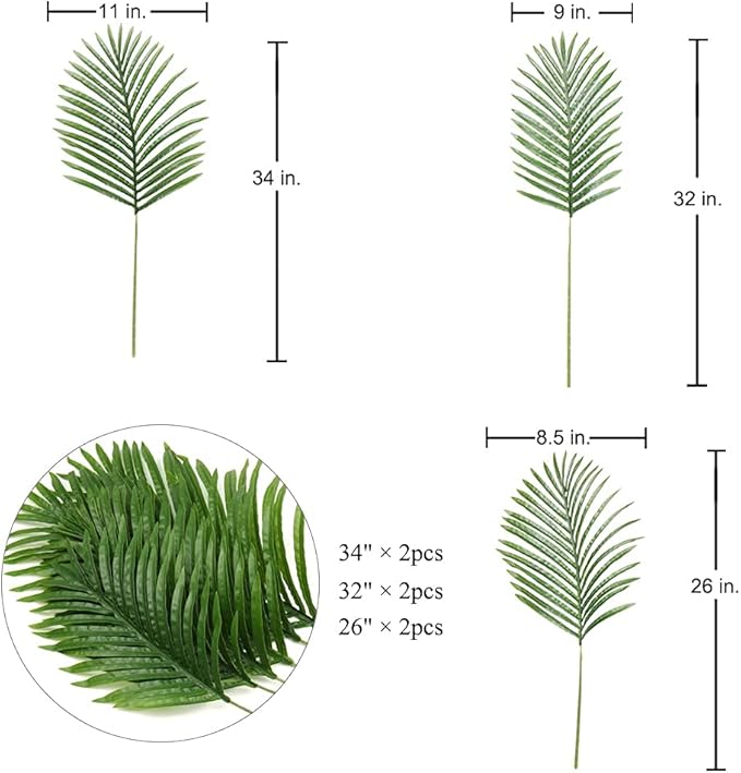 Large Artificial Palm Leaves Palm Fronds Tropical Leaves Areca Palm Branches - Image 6