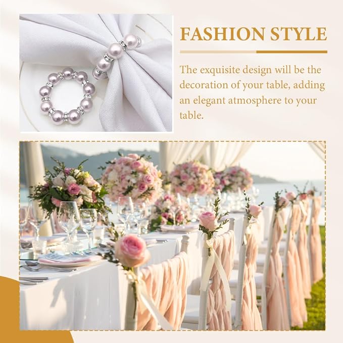 20Pcs Pearl Napkin Rings, Wedding and Formal Dinner Table Decor - Image 7
