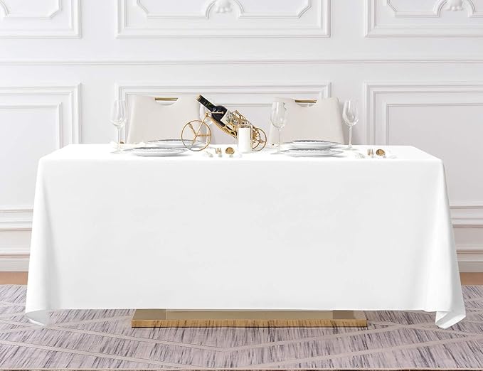 Surmente 2 Pack White Rectangle Tablecloth 90 x 132-inch Rectangular Polyester - Image 5