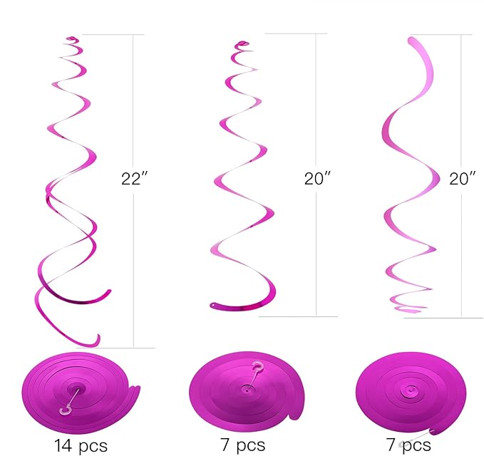 Hot Pink Party Hanging Swirl Decorations Plastic Streamer - Image 2