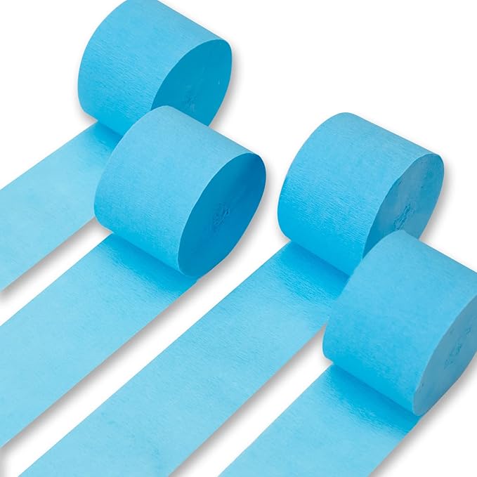 PartyWoo Crepe Paper Streamers 4 Rolls 328ft, Pack of Light Blue Crepe Paper by PartyWoo