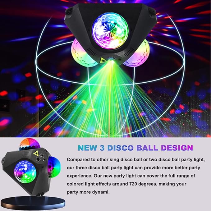 Disco Ball Lights for Parties, Party Dj Lights 3 Magic Ball Sound Activated - Image 2