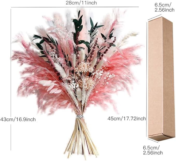 Pink Pampas Grass Dried Flowers Bouquet - Image 3