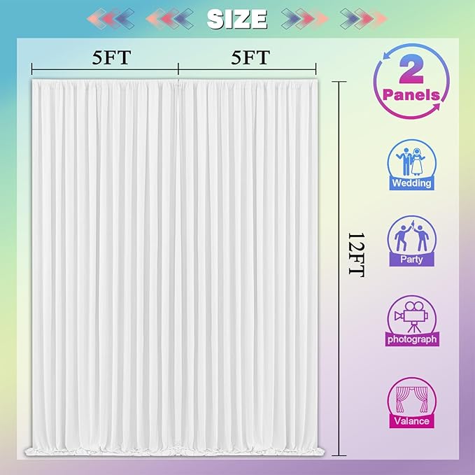 White Backdrop Curtains Wedding Background Drapes White Drapes - Image 2