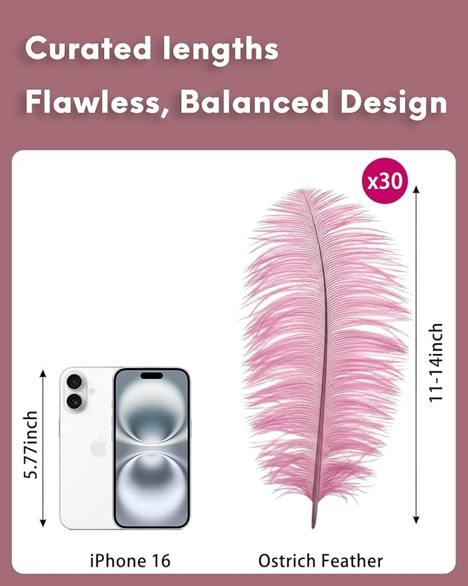 NEWONG 30pcs Peony Pink Green Ostrich Feathers Natural Bulk 11-14inch Vase - Image 2