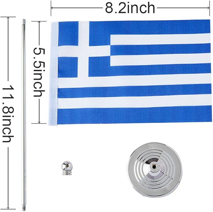 Greece Flag Greek Flags, Small Mini Greek Desk Flag, Used - Image 2
