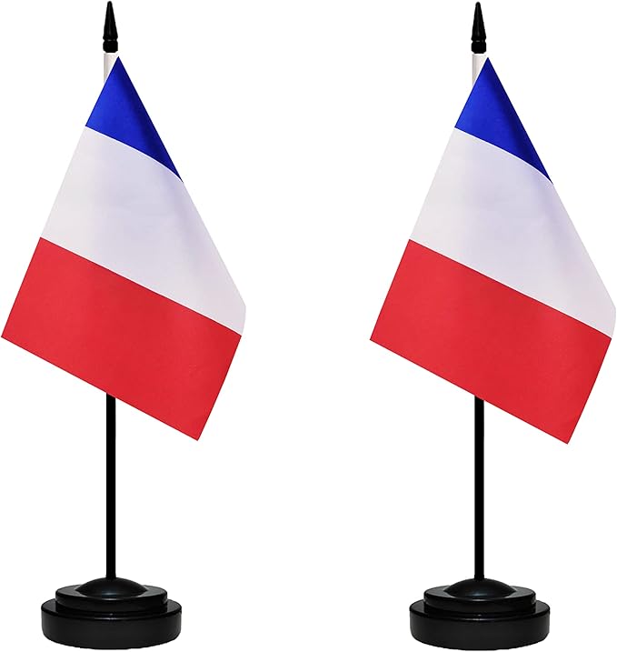 France French Deluxe Desk Flag Set, Small Mini Miniature France French Table by tibijoy