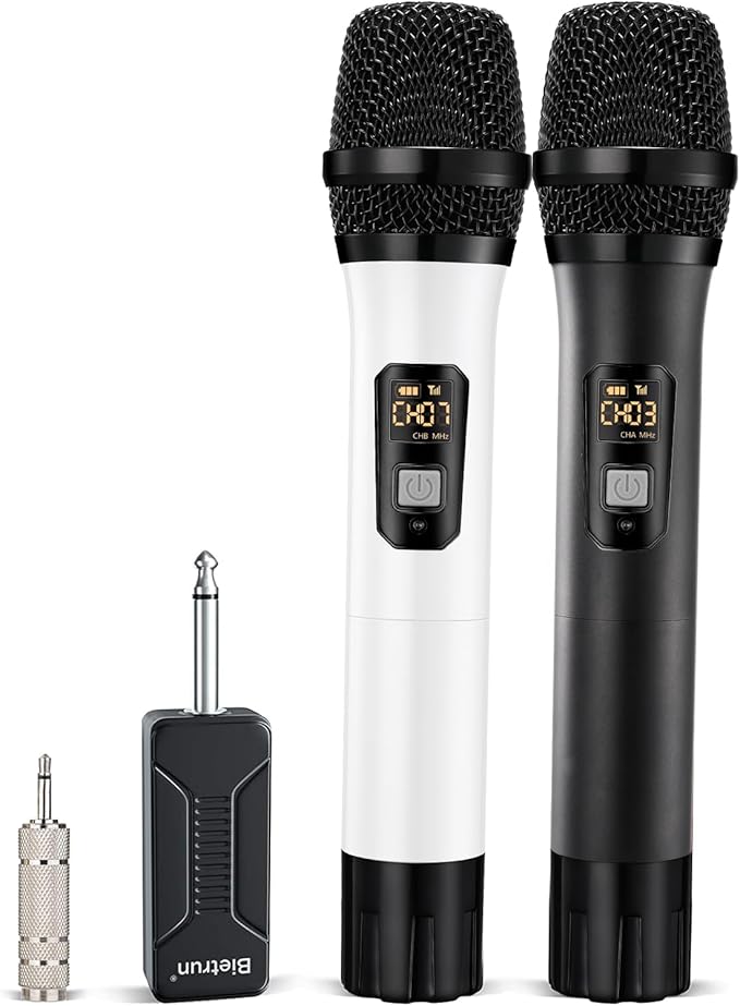 Wireless Microphone, Bietrun UHF Metal Dual Handheld Cordless Dynamic Mic System by Bietrun