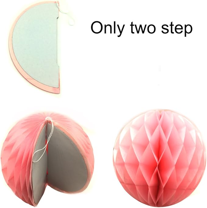 Hanging Paper Fans Tissue Paper Pom Poms Flower and Honeycomb Balls - Image 7