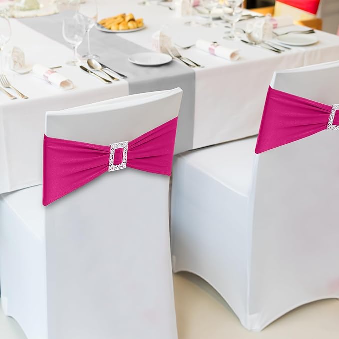 Joccun 120 PCS Spandex Chair Sashes Bows Stretch Chair Cover Band - Image 6