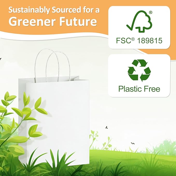 BagDream 50Pcs Gift Bags 8x4.25x10.5 Kraft Paper Gift Bags - Image 7