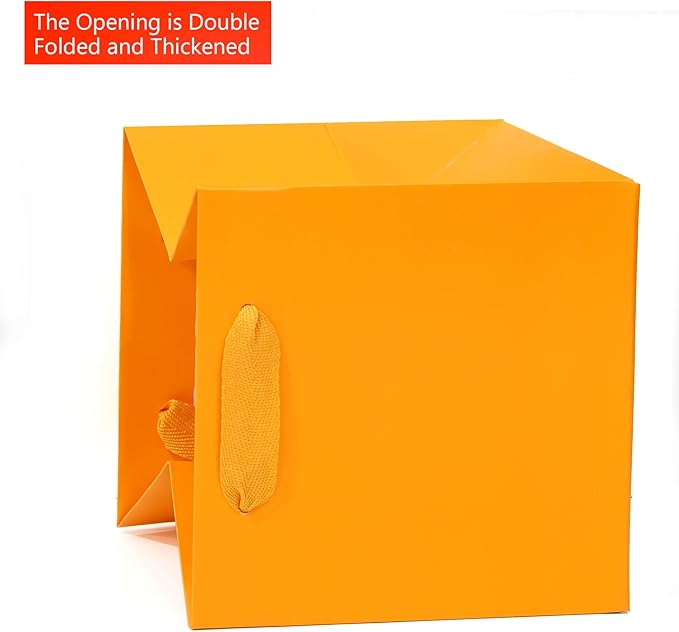 Orange Square Gift Bag 12 in Paper Gift Box Large Square Bottom Kraft Paper Bags - Image 3