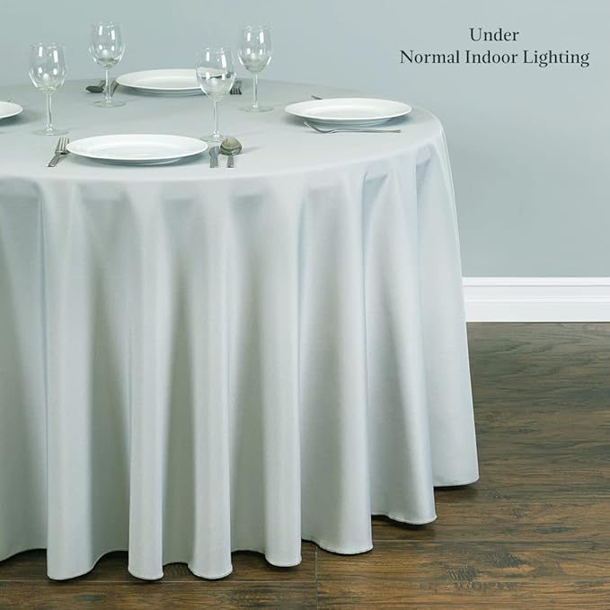 LTC LINENS 10 Pack 108 Inch Round Tablecloths Silver - Image 3