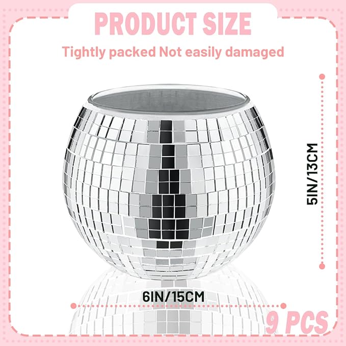 9 Pcs Disco Ball Vase, Glass Disco Ball Vases, Mirror Disco Balls, Candle - Image 2