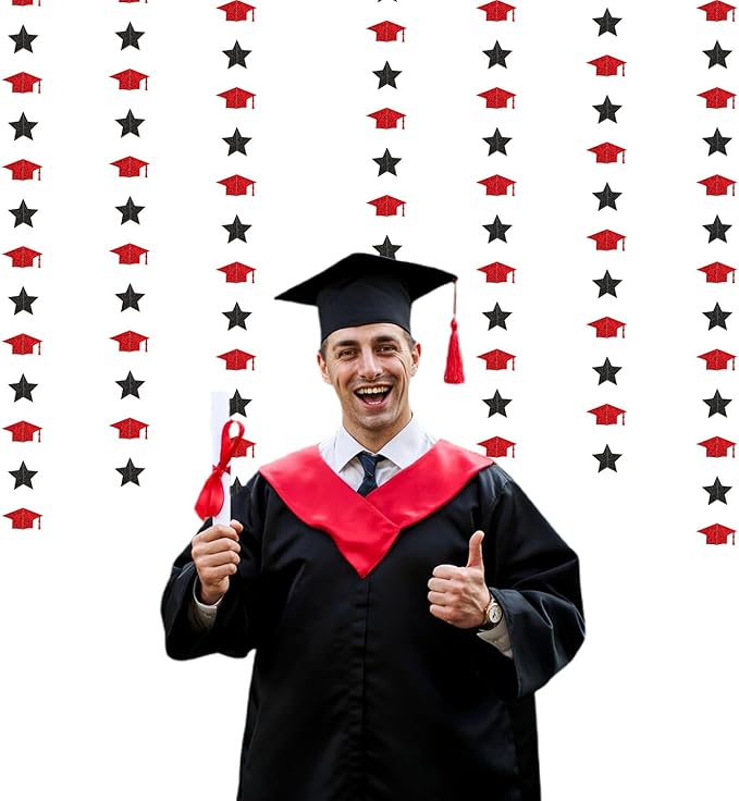 Red-Black Graduation-2025 Class Party-Decorations Garland - Image 6