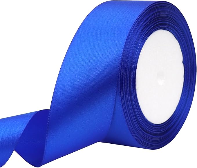 Blue Solid Satin Ribbon 1-1/2 Inch 25 Yards Solid Polyester Fabric Ribbon by Riunbb