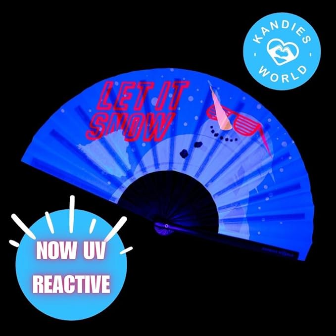 Kandies World UV Reactive Custom Festival Folding Hand Fan - Image 4