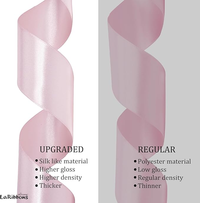 LaRibbons Light Pink Satin Ribbon 1 Inch 50 Yards Luxury Double Faced Pink Silk - Image 8